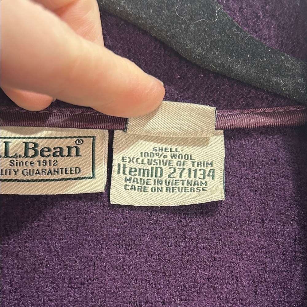 L.L. Bean 100% Wool Coat Womens 3X Purple Plum Button Front Jacket Plus Size - Picture 7 of 8